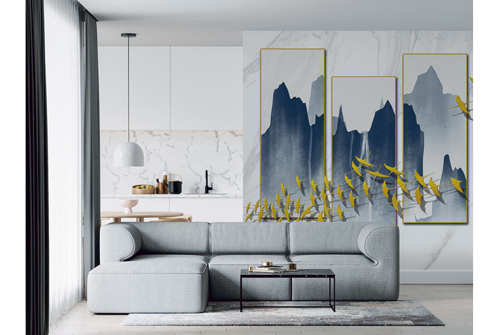 Фотообои «Абстракция с мраморными горами в китайском стиле» в интерьере