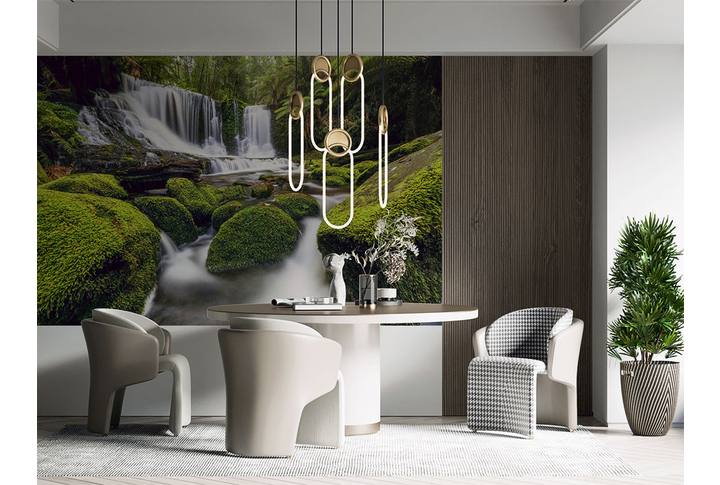 Фотообои «Водопад в тропиках» в интерьере