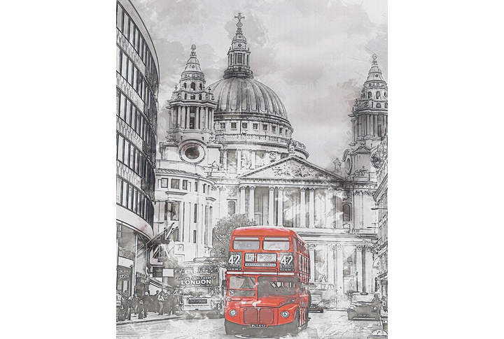 Фотообои «Лондон в стиле гравюры в черно-белом»