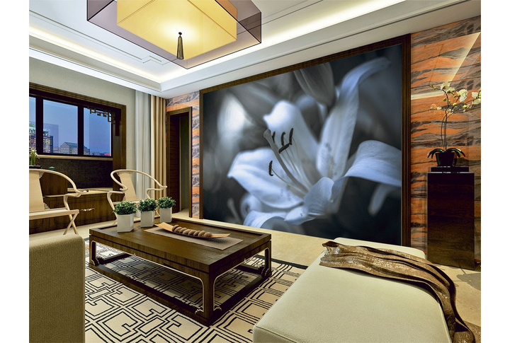 Фотообои «Большие белые лилии» в интерьере