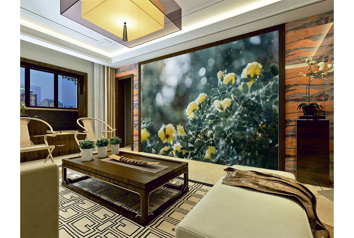 Фотообои «Желтые розы в винтажных тонах» в интерьере