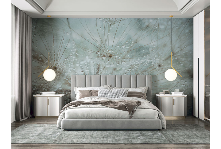 Фотообои «Одуванчик после дождя» в интерьере