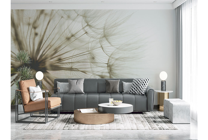 Фотообои «Бежевый одуванчик» в интерьере