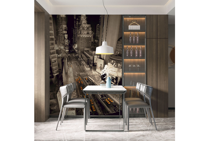 Фотообои «Ночная улица Нью-Йорка под сепию» в интерьере