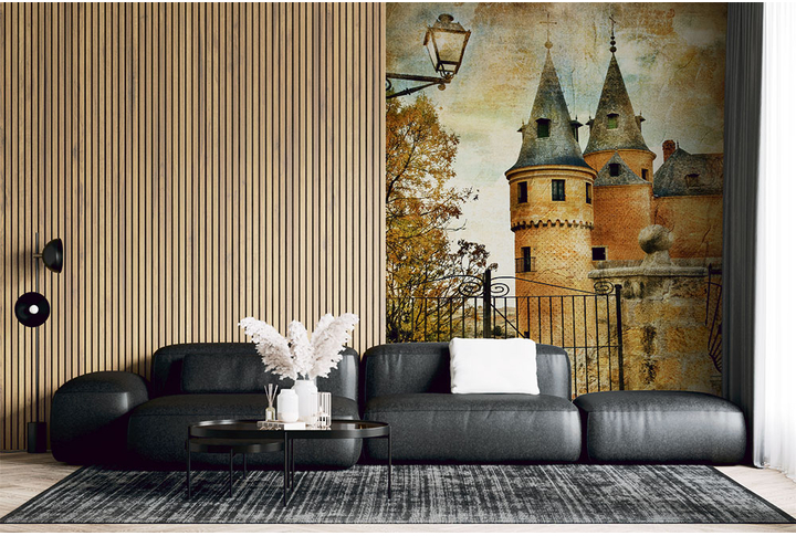 Фотообои «Старинный замок и фонарь» в интерьере