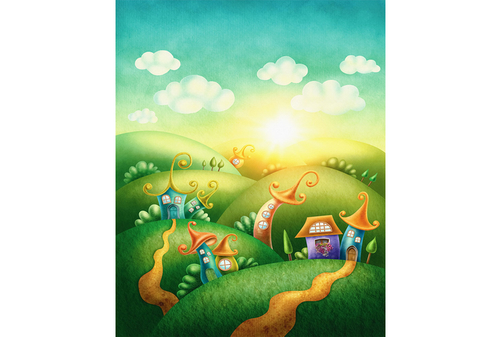 Фотообои «Сказочные домики на холмах»