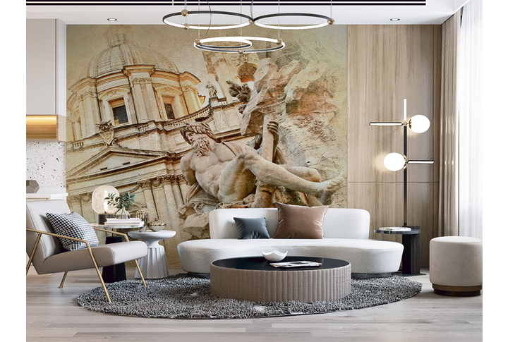 Фотообои «Архитектура и статуя в Риме» в интерьере