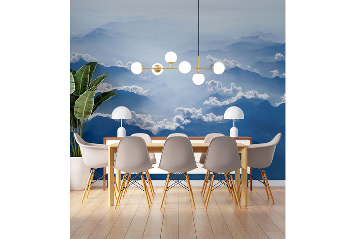 Фотообои «Голубые горы в тумане» в интерьере