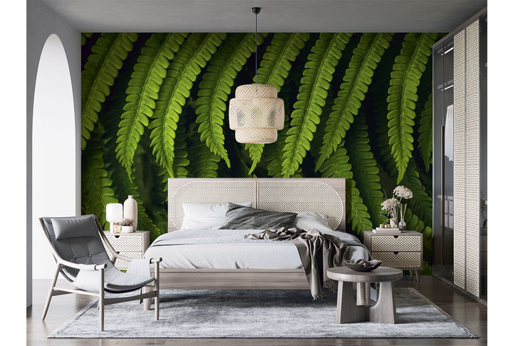 Фотообои «Листья папоротника вблизи» в интерьере