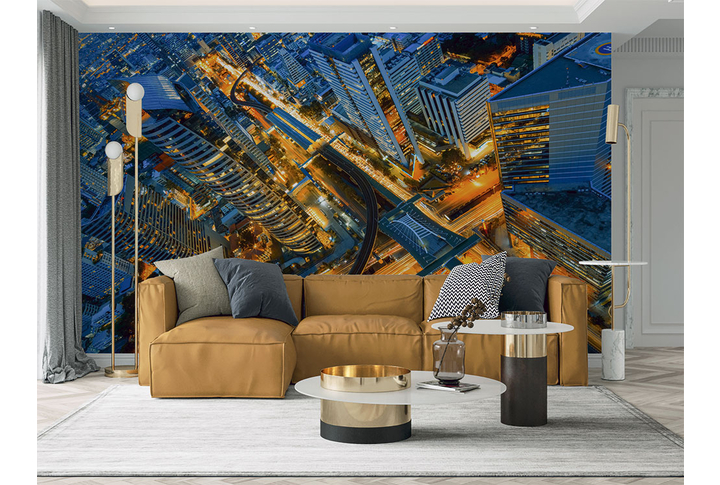 Фотообои «Ночной город Бангкок» в интерьере