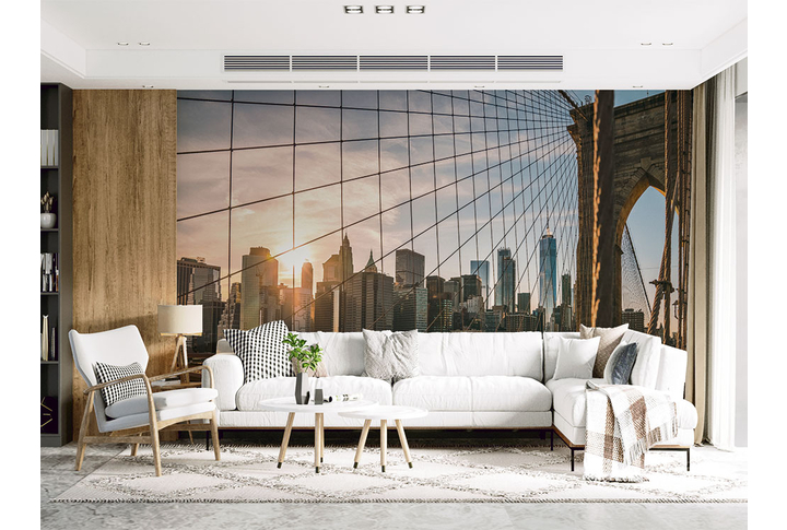 Фотообои «Вид на Нью-Йорк с Бруклинского моста» в интерьере