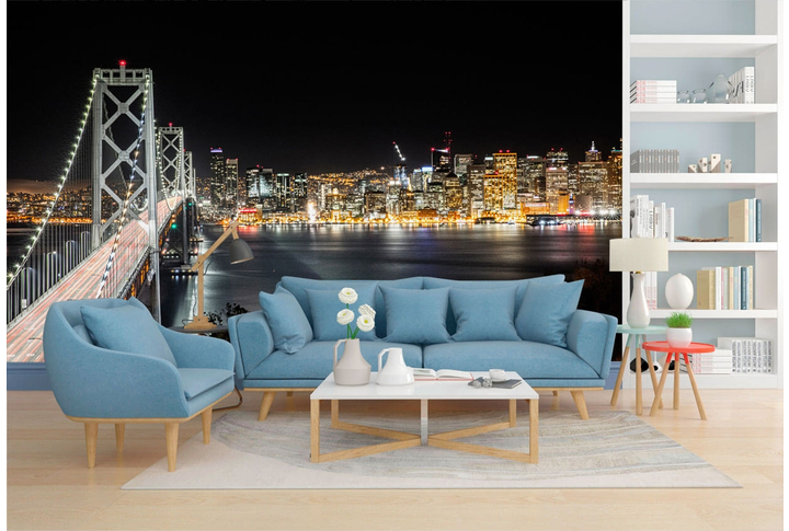 Фотообои «Мост в ночном Сан-Франциско» в интерьере