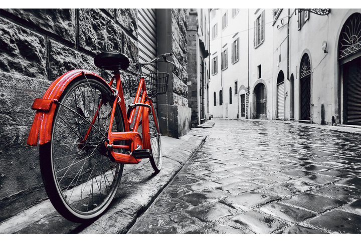 Фотообои «Красный велосипед на улице»