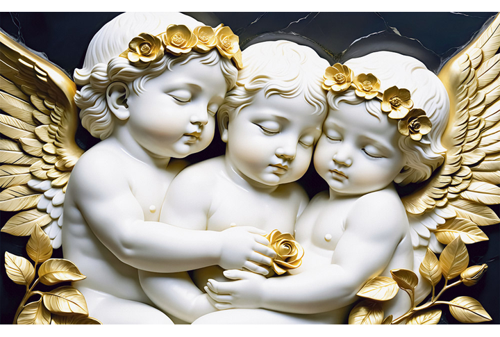 Фотообои «Барельеф с ангелами и золотом»