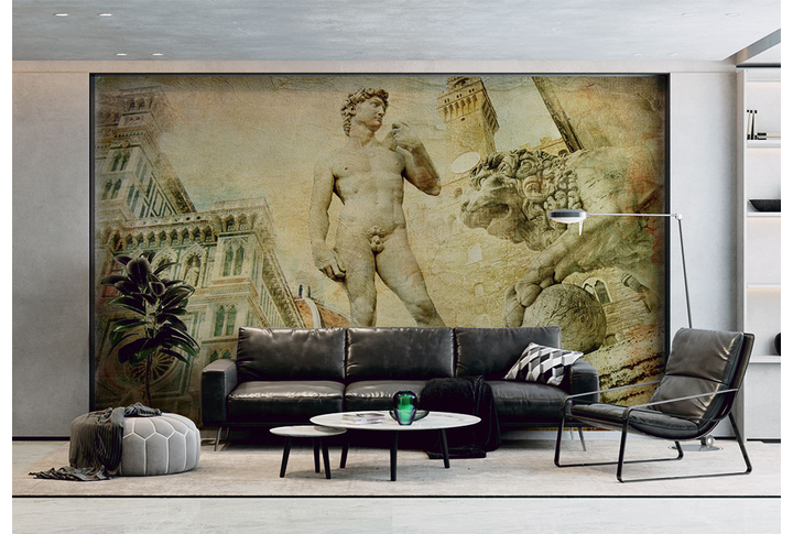 Фотообои «Давид на фоне старой архитектуры Италии» в интерьере