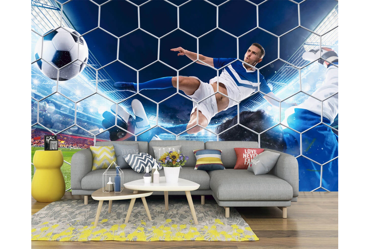Фотообои «Футболист забивает гол» в интерьере