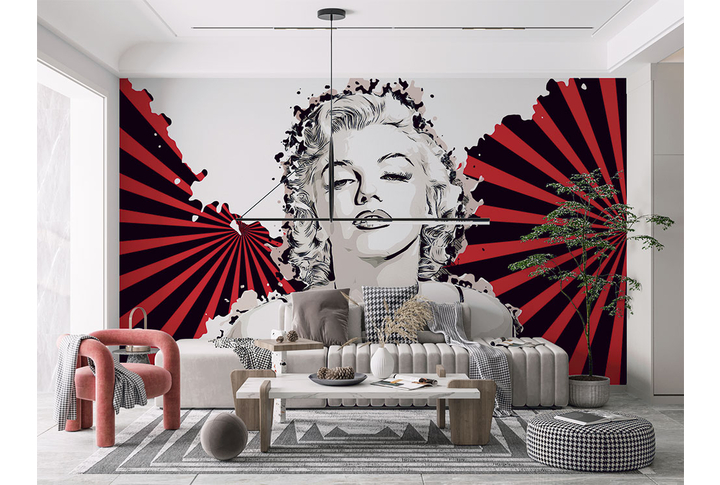 Фотообои «Мэрилин Монро в стиле поп-арт» в интерьере