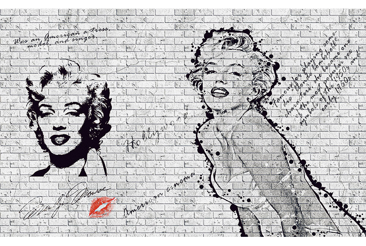 Фотообои «Рисунки с Мерилин Монро на кирпиче»