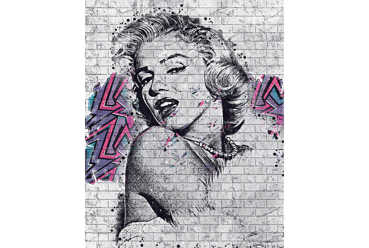 Фотообои «Мэрилин Монро граффити на кирпиче под лофт»