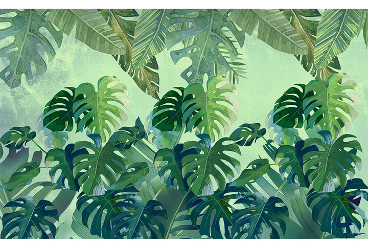Фотообои «Заросли из листьев монстеры и пальмы»