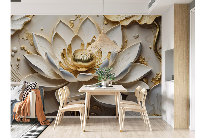 Фотообои «Барельеф объемный цветок лотоса» в интерьере