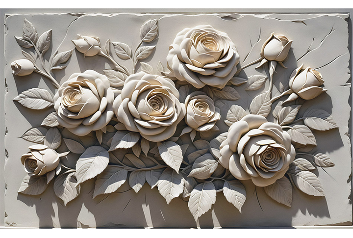 Фотообои «Барельеф с каменными цветами розы»