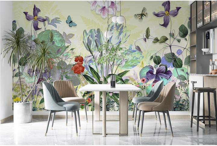Фотообои «Яркие цветы и растения» в интерьере