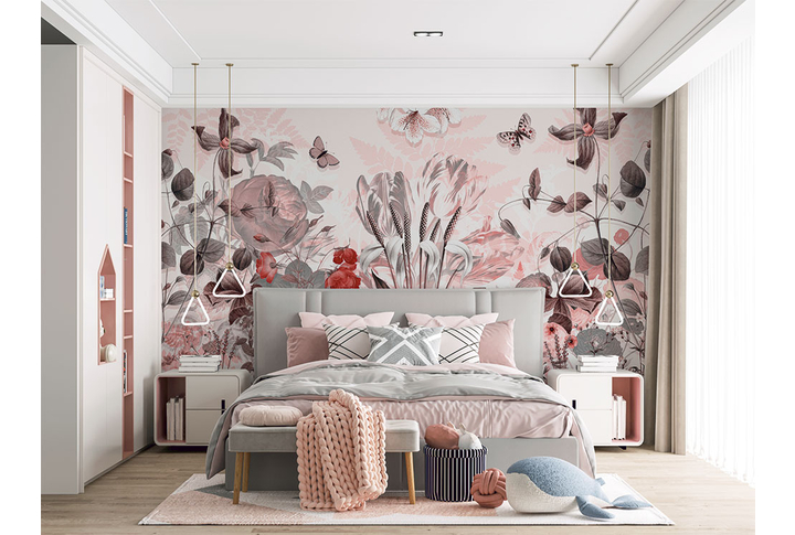 Фотообои «Винтажные цветы» в интерьере