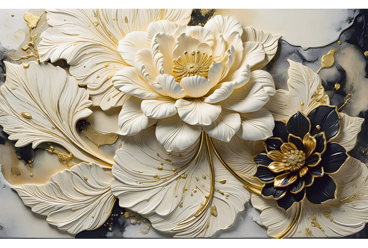 Фотообои «Барельеф цветы на штукатурке»