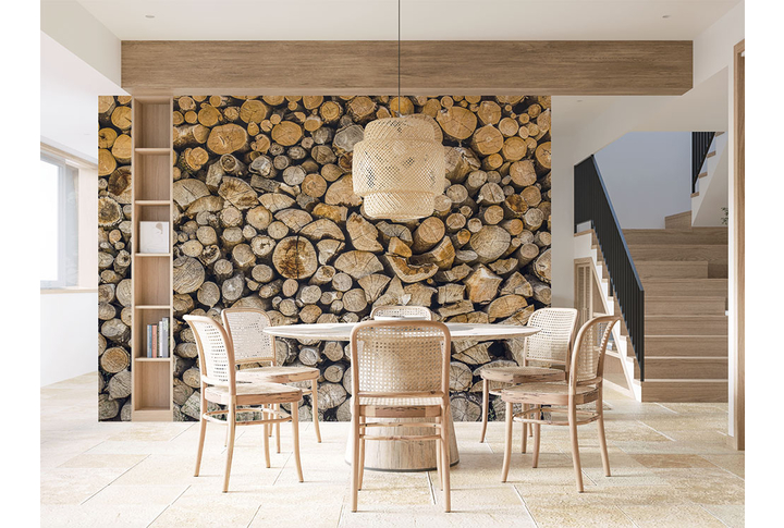 Фотообои «Дрова в поленнице» в интерьере