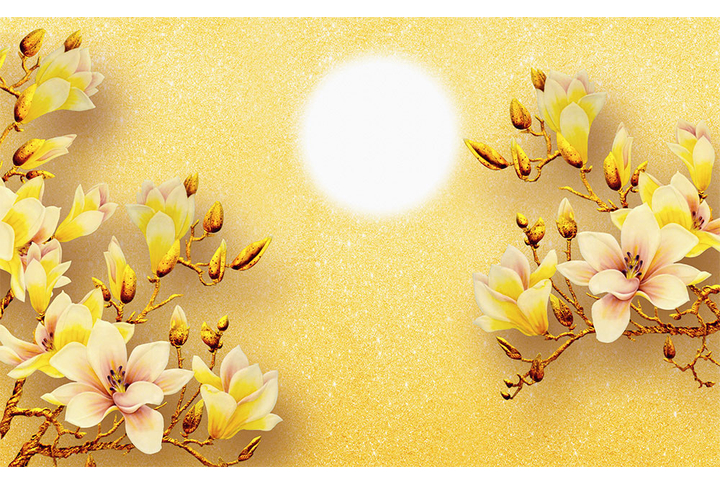 Фотообои «Магнолии с золотом»