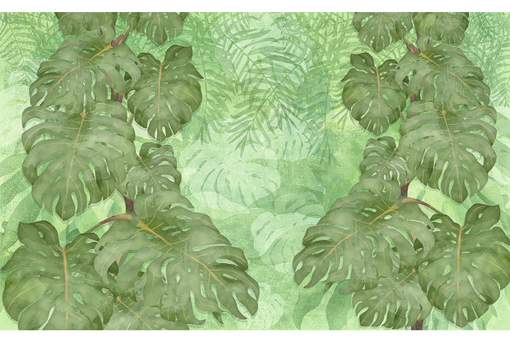 Фотообои «Листья монстеры в тропиках»