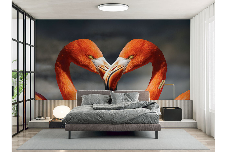 Фотообои «Влюбленные фламинго» в интерьере