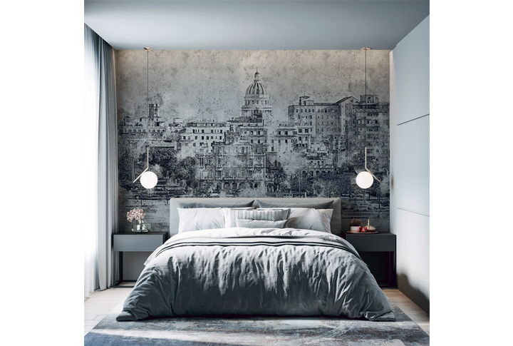 Фотообои «Черно-белый старый город» в интерьере