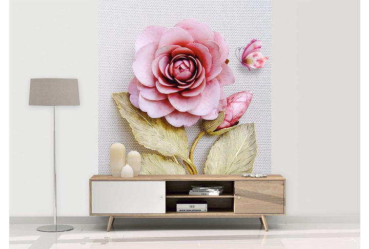 Фотообои «Цветок розы и бабочка» в интерьере