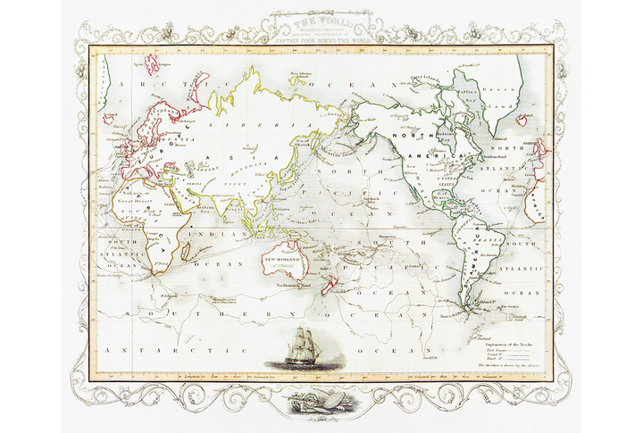 Фотообои «Винтажная мировая карта путешествий»