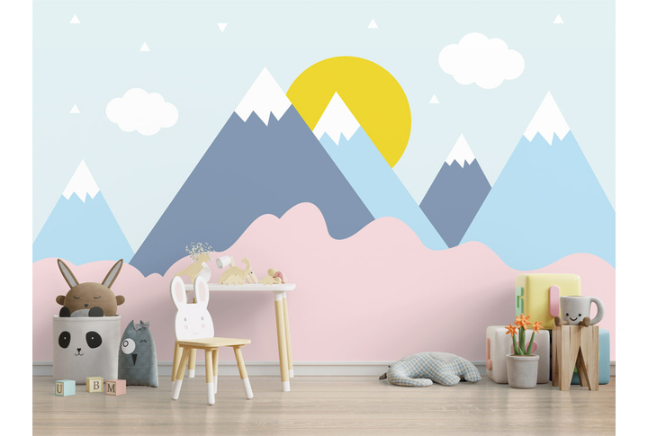 Фотообои «Детские горы в скандинавском стиле» в интерьере