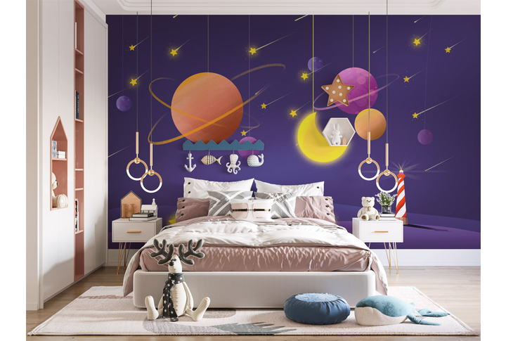 Фотообои «Детский космос» в интерьере