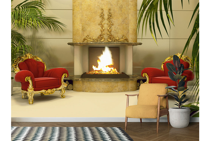 Фотообои «Камин в роскошном интерьере» в интерьере