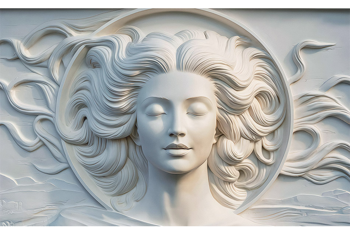 Фотообои «Лепнина Девушка с вьющимися волосами»