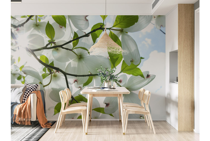 Фотообои «Солнечная магнолия» в интерьере