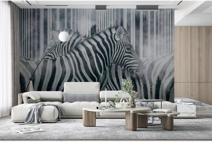Фотообои «Зебры в стиле абстракции» в интерьере