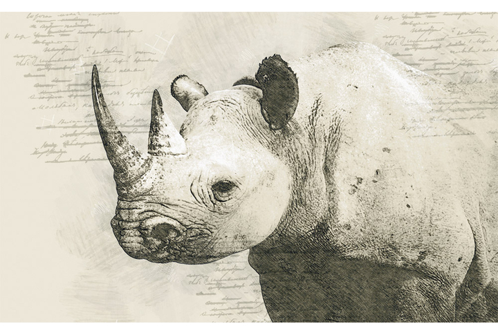 Фотообои «Носорог в стиле рисунка»