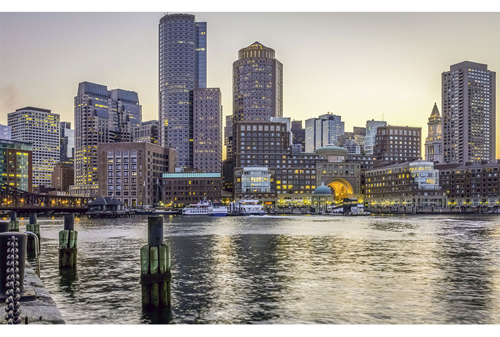 Фотообои «Набережная вечернего города Бостона»