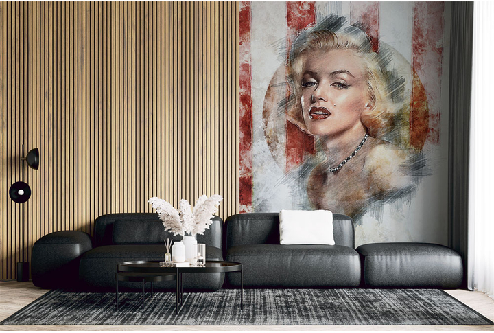 Фотообои «Ретро портрет с Мэрилин Монро» в интерьере