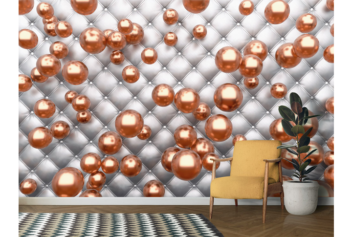Фотообои «Объемные бронзовые шары» в интерьере