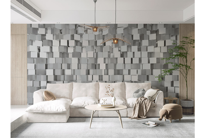 Фотообои «Кубы в трехмерном пространстве» в интерьере