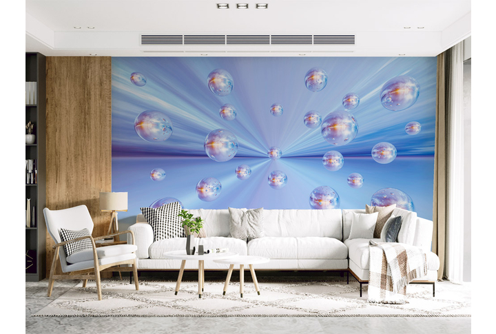 Фотообои «Гладкие шары с перспективой» в интерьере