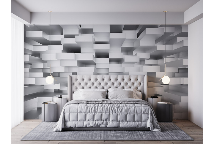 Фотообои «Объемные прямоугольники» в интерьере