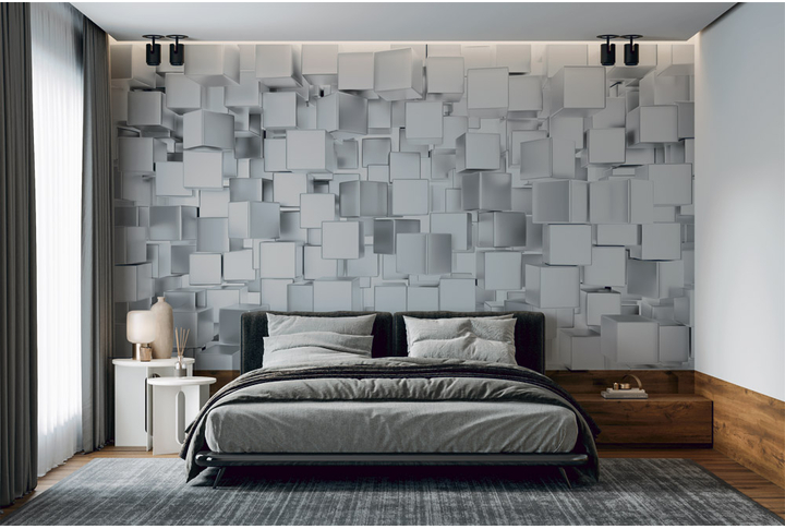 Фотообои «Гладкие кубы» в интерьере